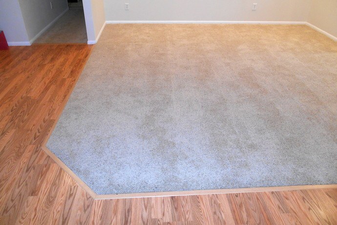 • Carpet-to-hard-floor transition repairs in Longview, WA by PUIRI, fixing loose transitions between carpet and tile or hardwood.