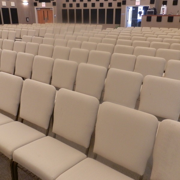 Church pew chair upholstery cleaning by PUIRI in Longview WA.